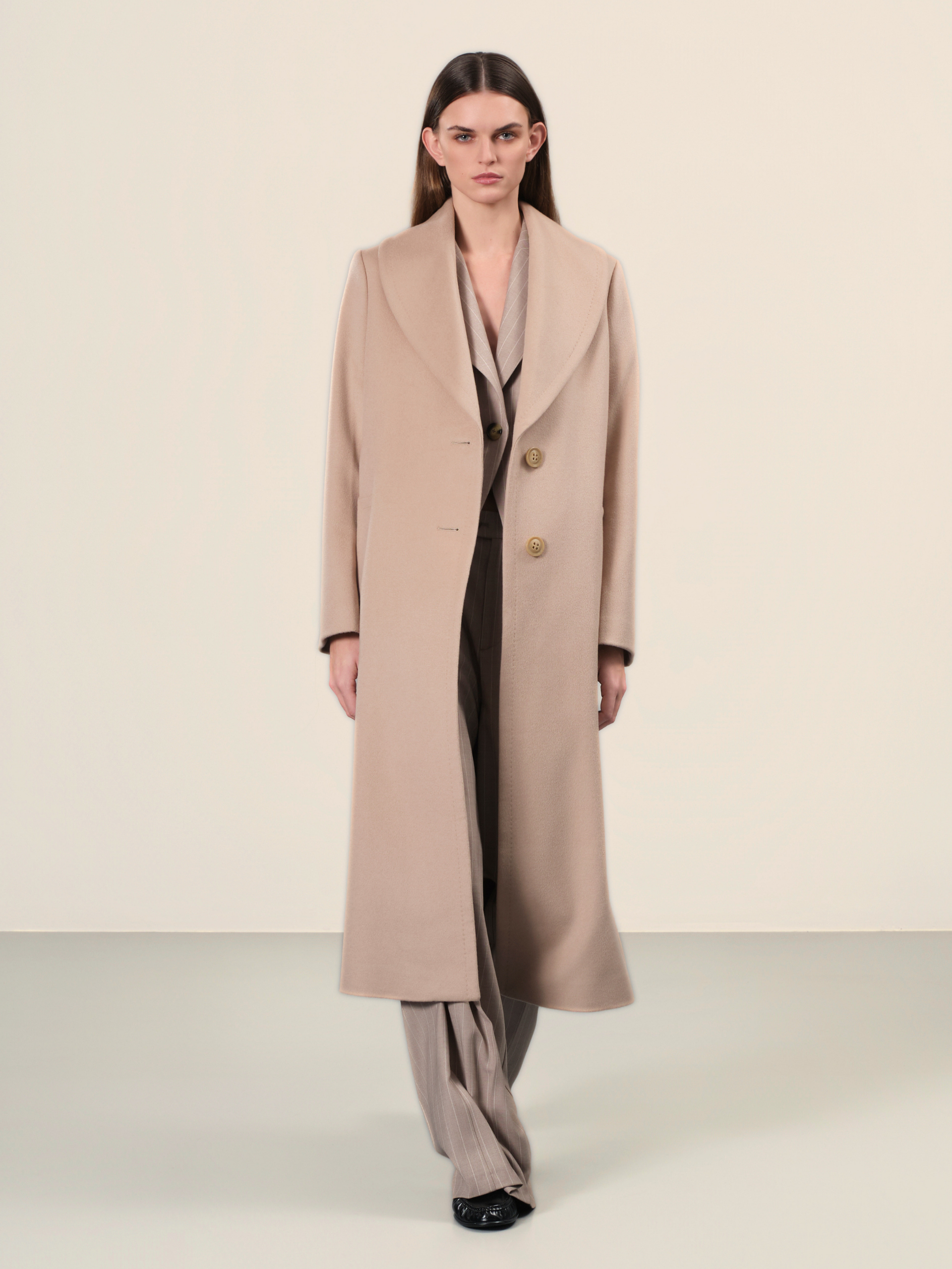 Shawl Midi Cashmere Wool Coat
