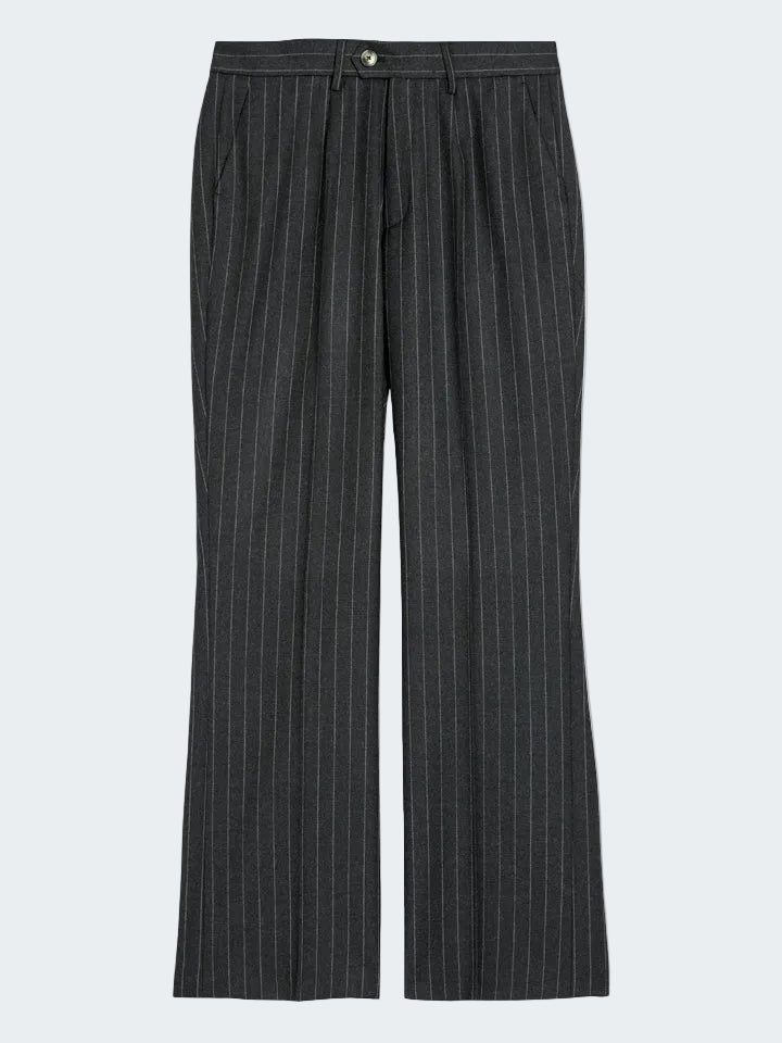 Pinstripe wool straight trousers