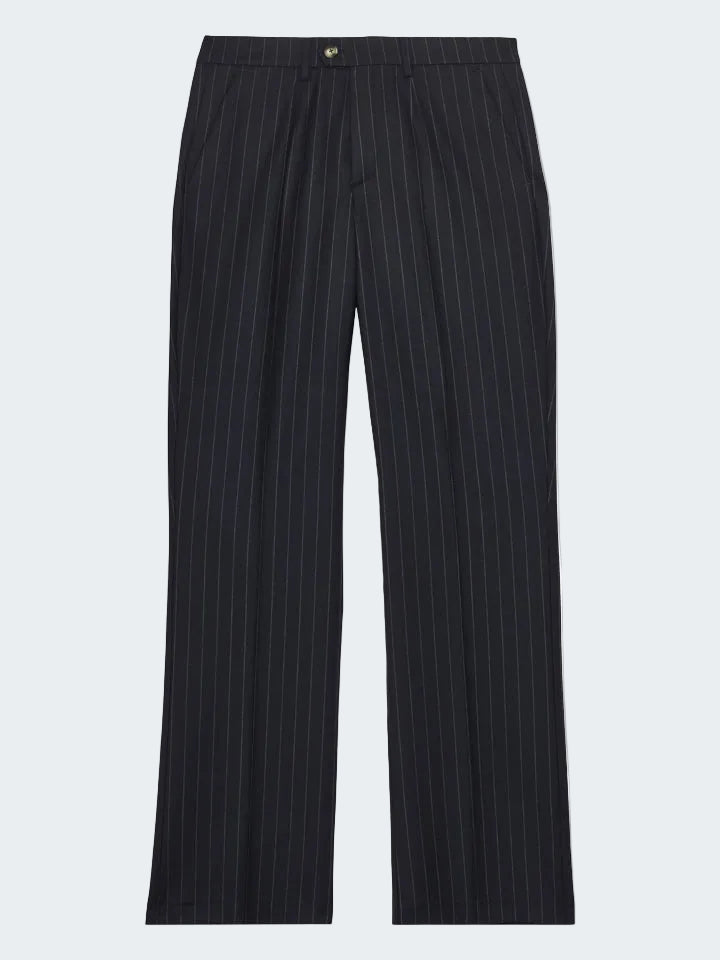 Pinstripe wool straight trousers