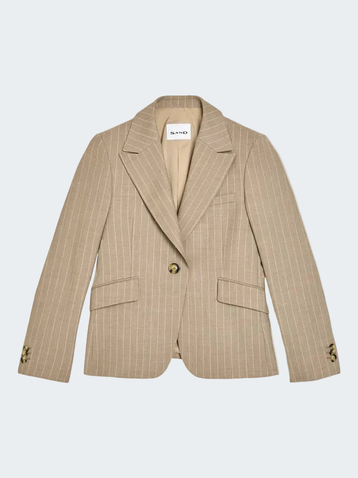 Pinstripe wool peak lapel tailored blazer