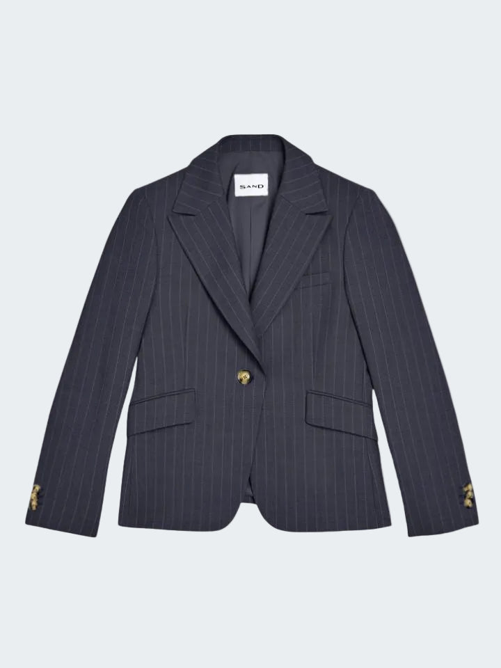 Pinstripe Longer Wool Blazer