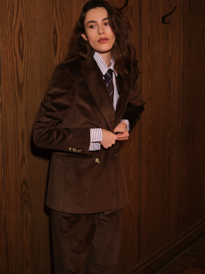 Corduroy Double-Breasted Blazer