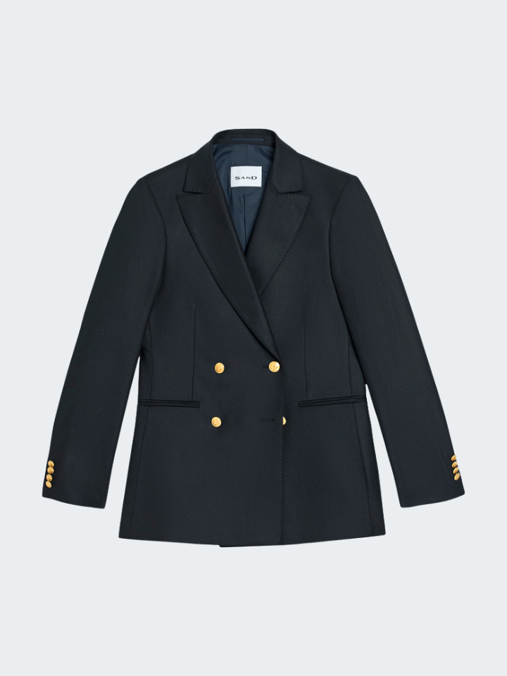 Cashmere wool flannel with stretch double-breasted blazer