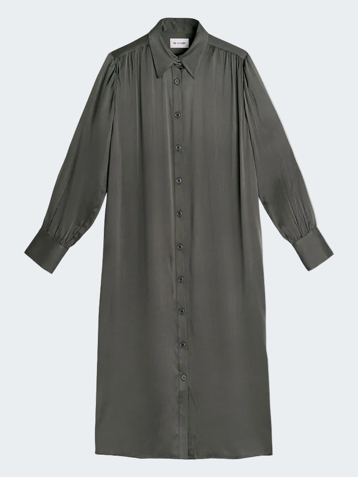 Long graphite grey shirt dress