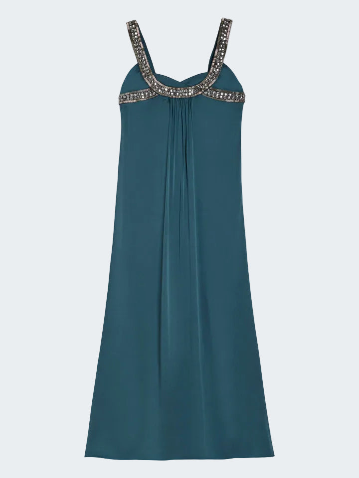 Embellished Silk Stretch Dress