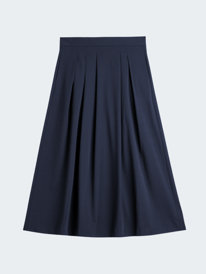 Pleated Skirt in Light Cadi with Stretch