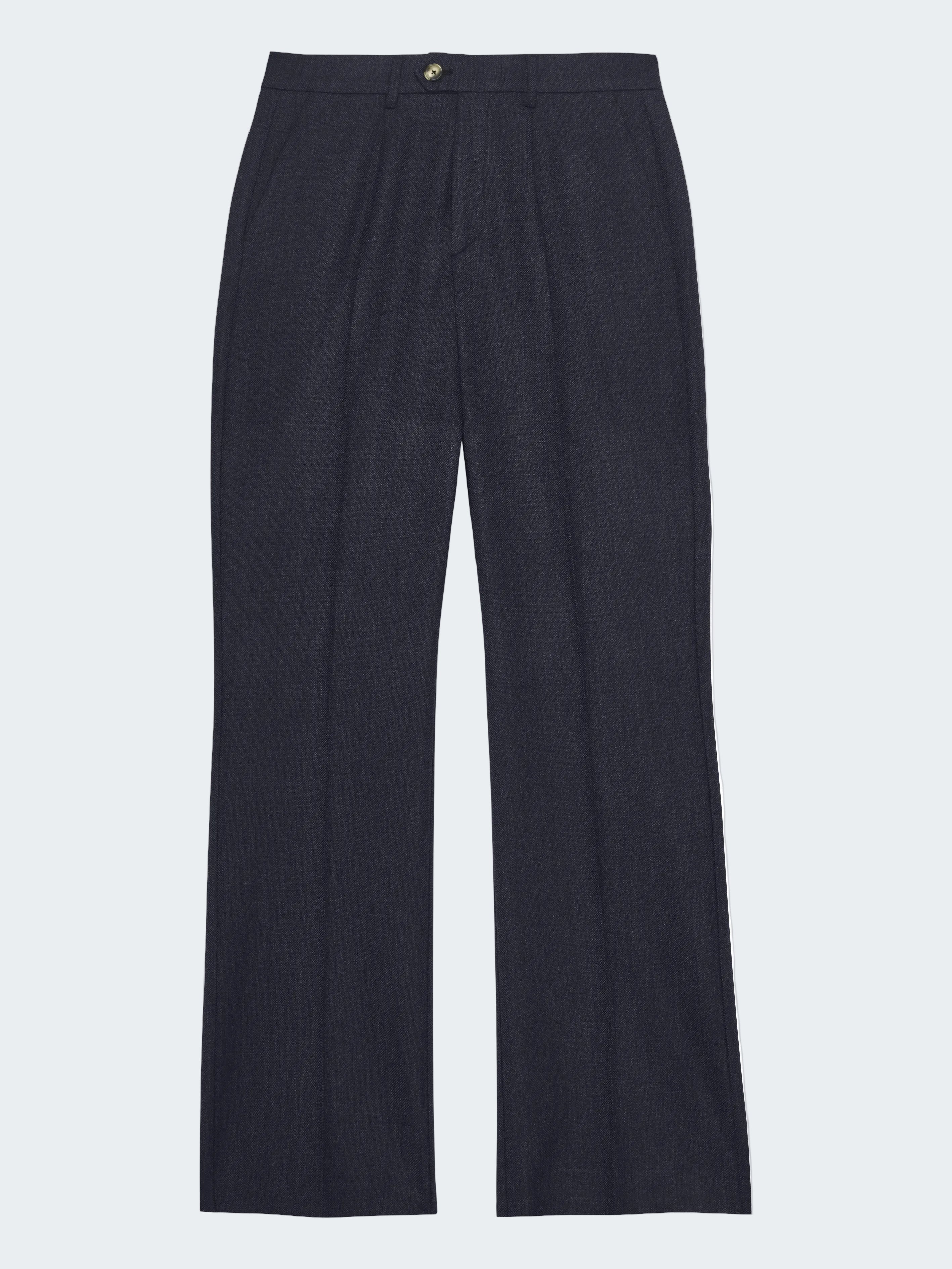 Straight Tailored Trousers in Tweed Structure with Stretch
