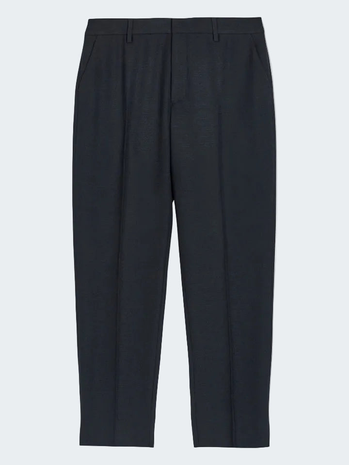 Cropped straight trousers in Tweed Structure with Stretch