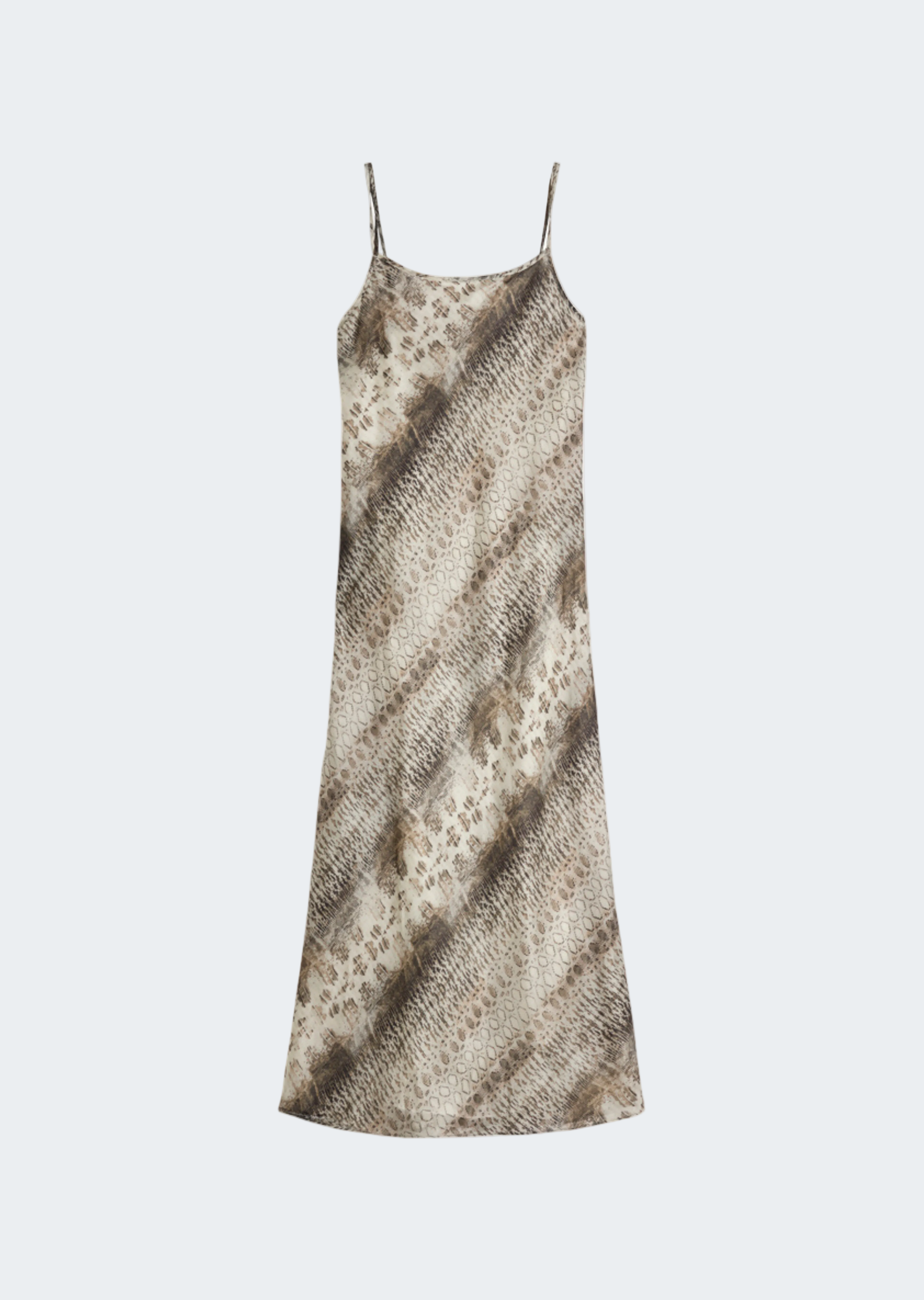 Patterned slip dress with animal brown print