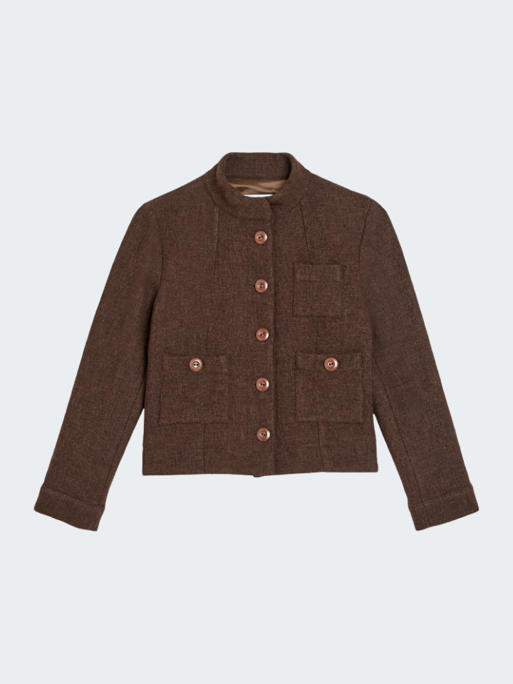 Buttoned Boucle Stretch Jacket