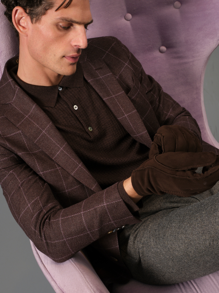 Extra fine merino wool long sleeve polo
