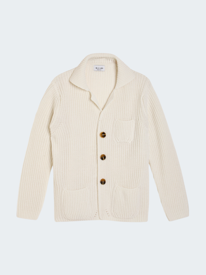 English rib button sweater