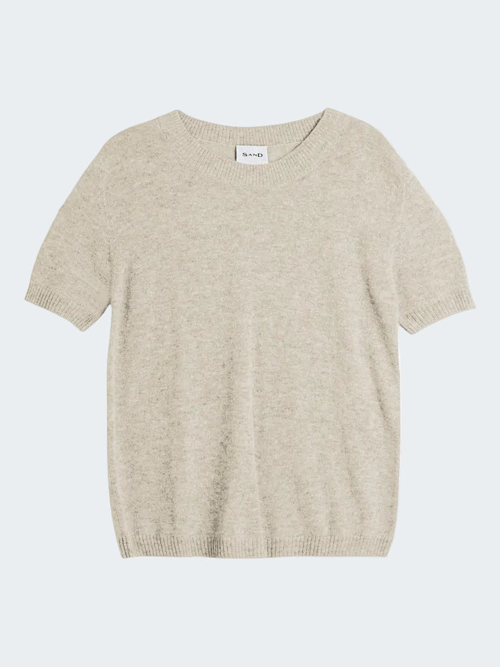 Short Sleeve Sweater in Merino Wool with Alpaca