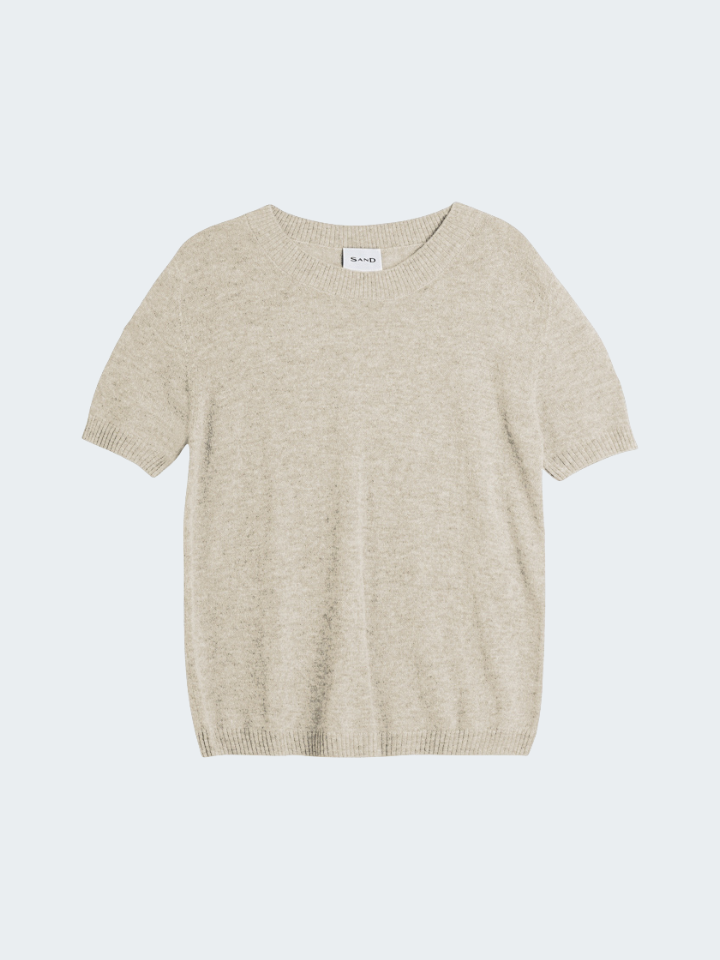 Short Sleeve Sweater in Merino Wool with Alpaca