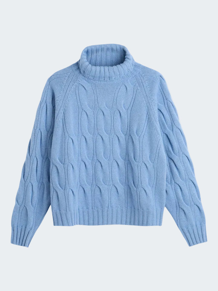 Blue cable knit sweater