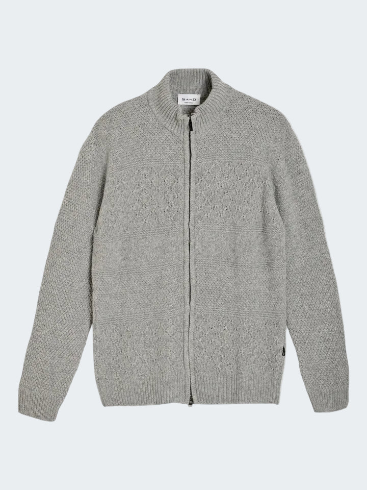 Wool zipped high neck sweater