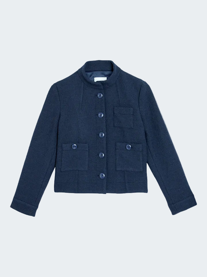 Buttoned Boucle Stretch Jacket