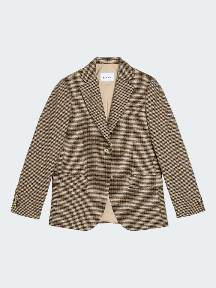 Houndstooth Wool Tailored Jacket