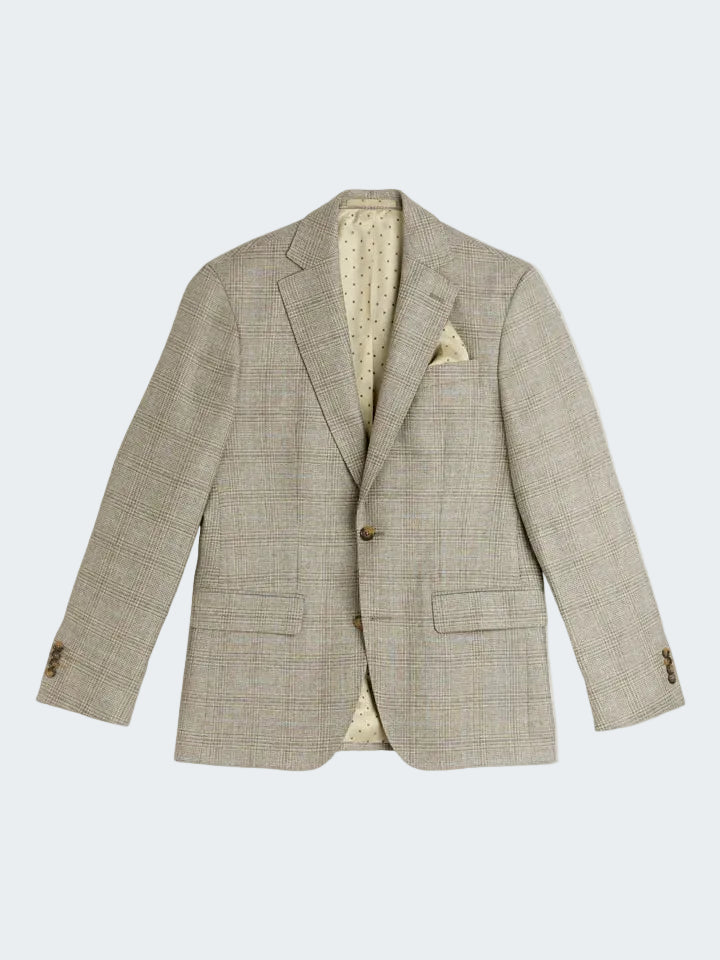 Cashmere Silk Wool Check Blazer