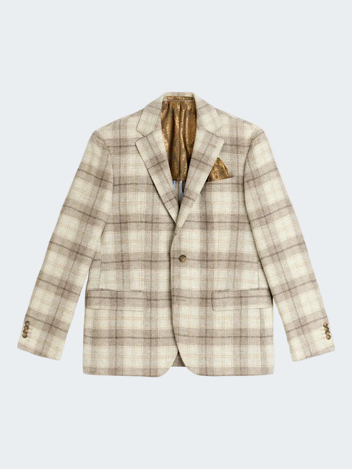 Cashmere Wool Check Blazer