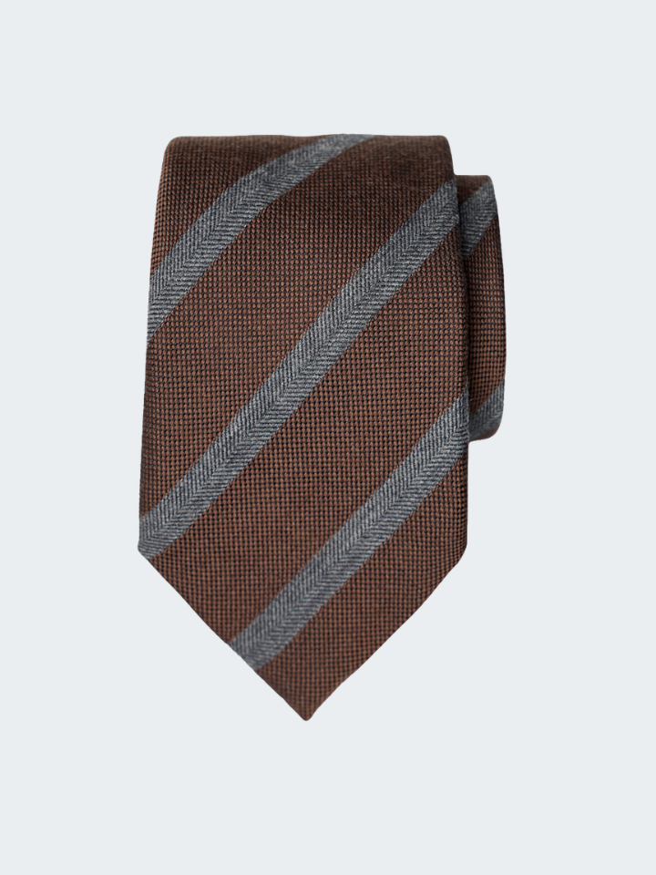 Stripe wool silk tie