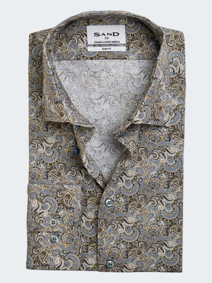 Paisley print cotton poplin Slim Shirt