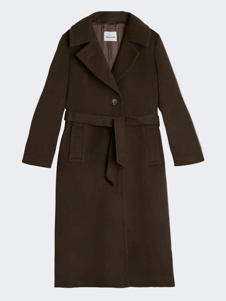 Brown coat with a belt
