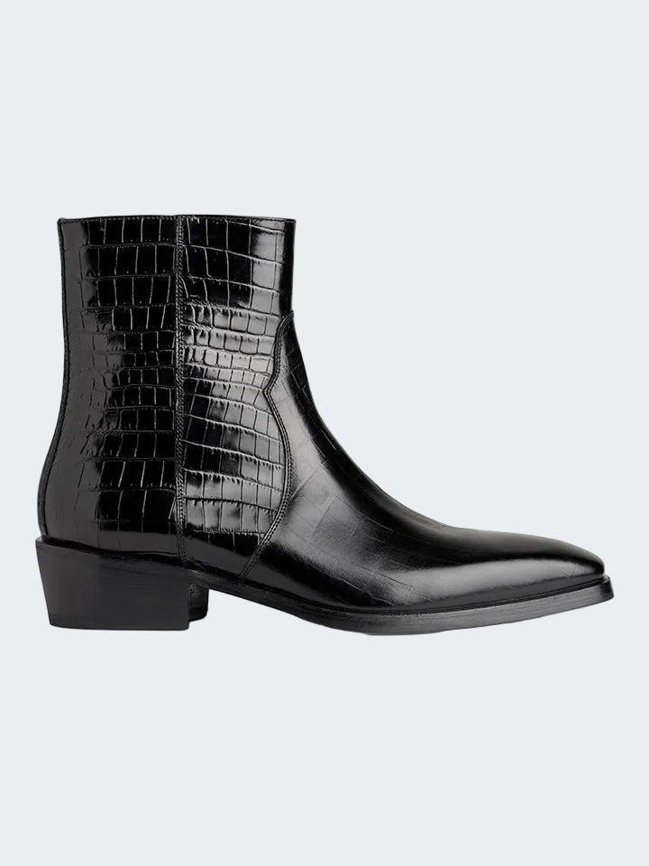 Croc Textured Ankle Boot