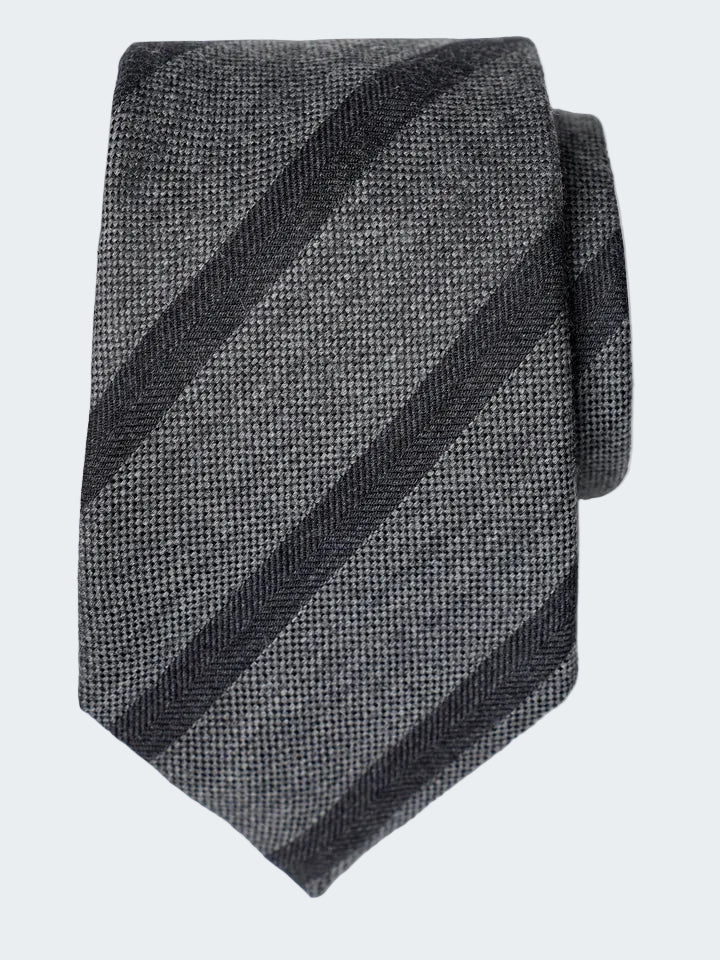 Stripe wool silk tie