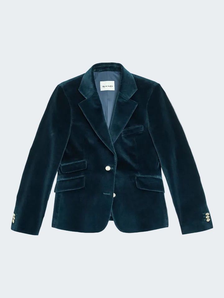 Velvet Notched Lapel Blazer