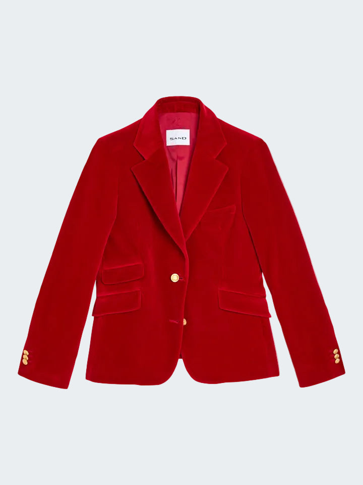 Velvet Notched Lapel Blazer