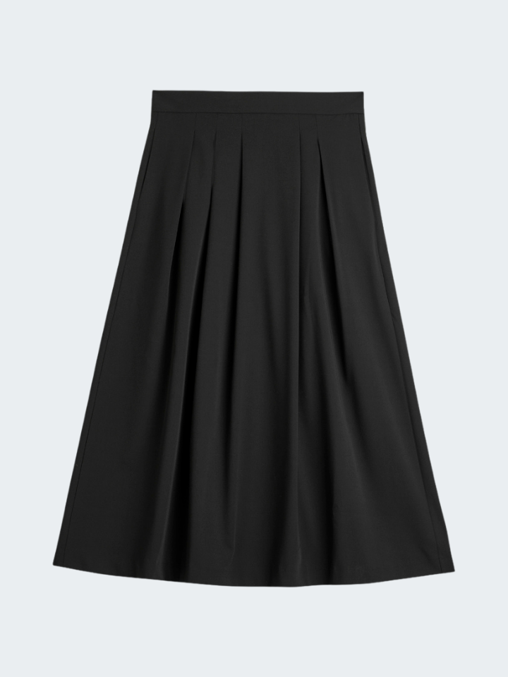 Pleated Skirt in Light Cadi with Stretch