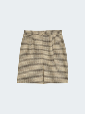 Houndstooth Wool Skirt