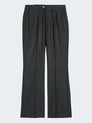 Pinstripe wool straight trousers