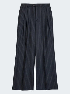 Pinstripe wool wide trousers