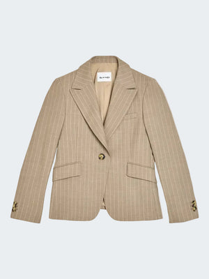Pinstripe wool peak lapel tailored blazer