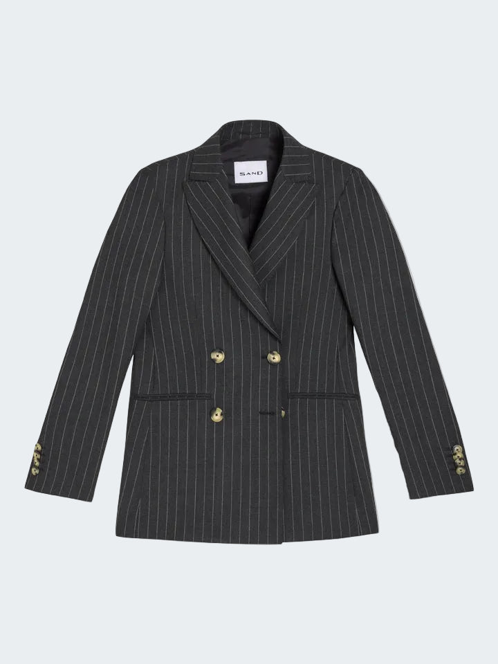 Double-breasted pinstripe wool blazer