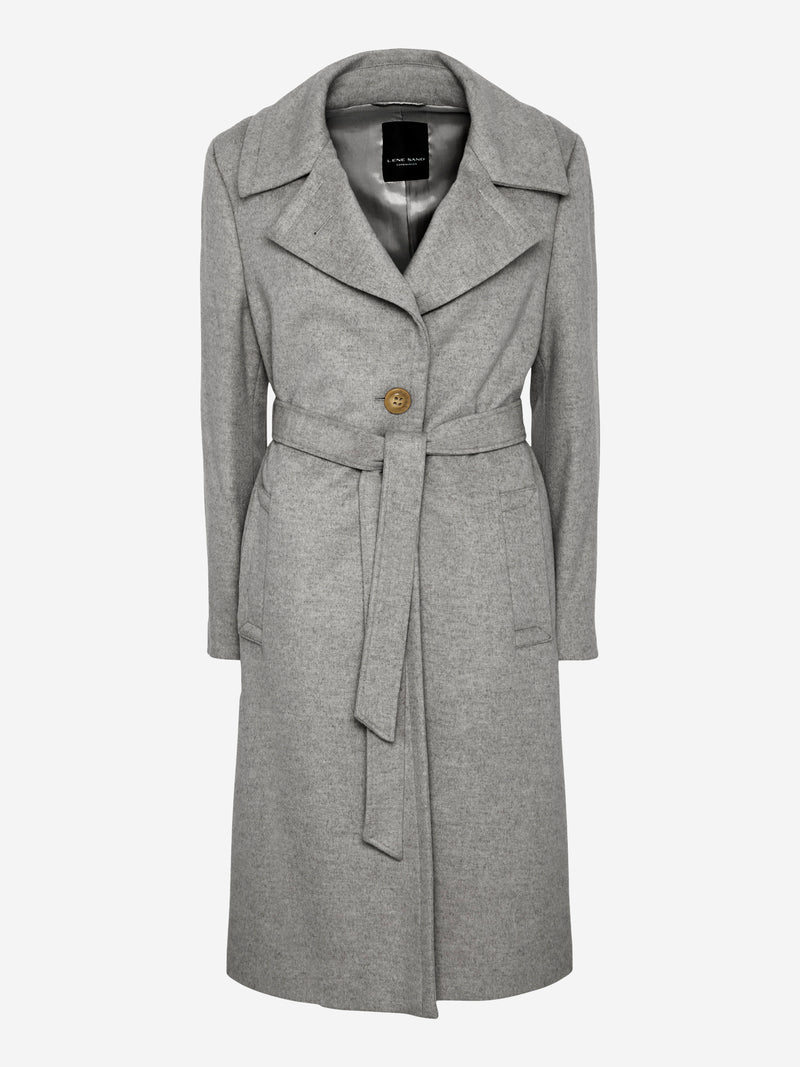 Cashmere Coat W Clareta Belt Midi - Smoky Grey