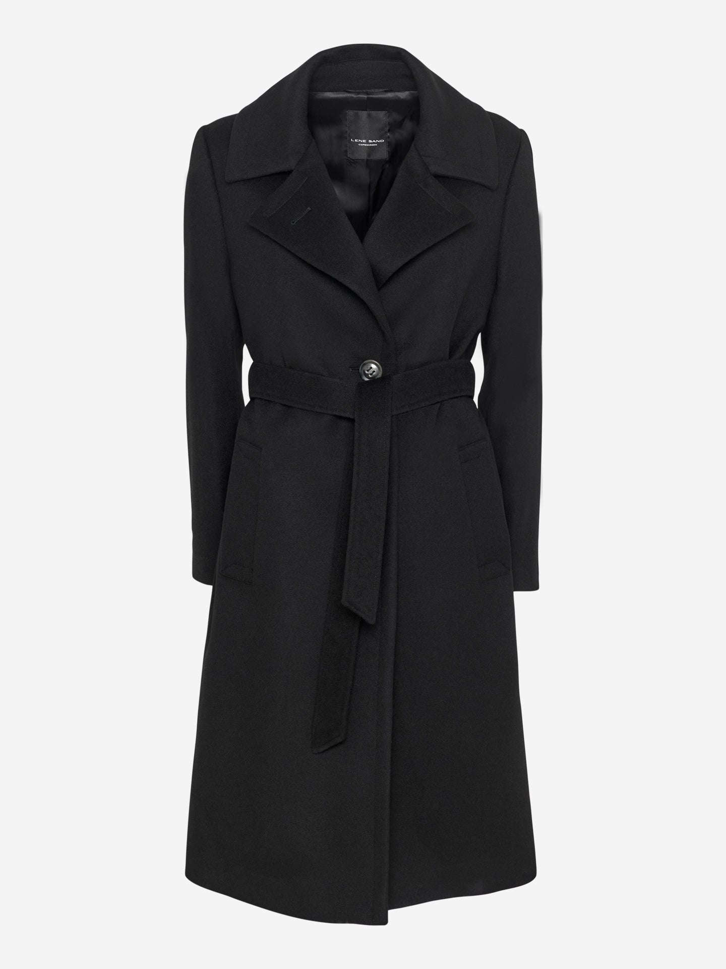 Cashmere Coat W Clareta Belt Midi - Black