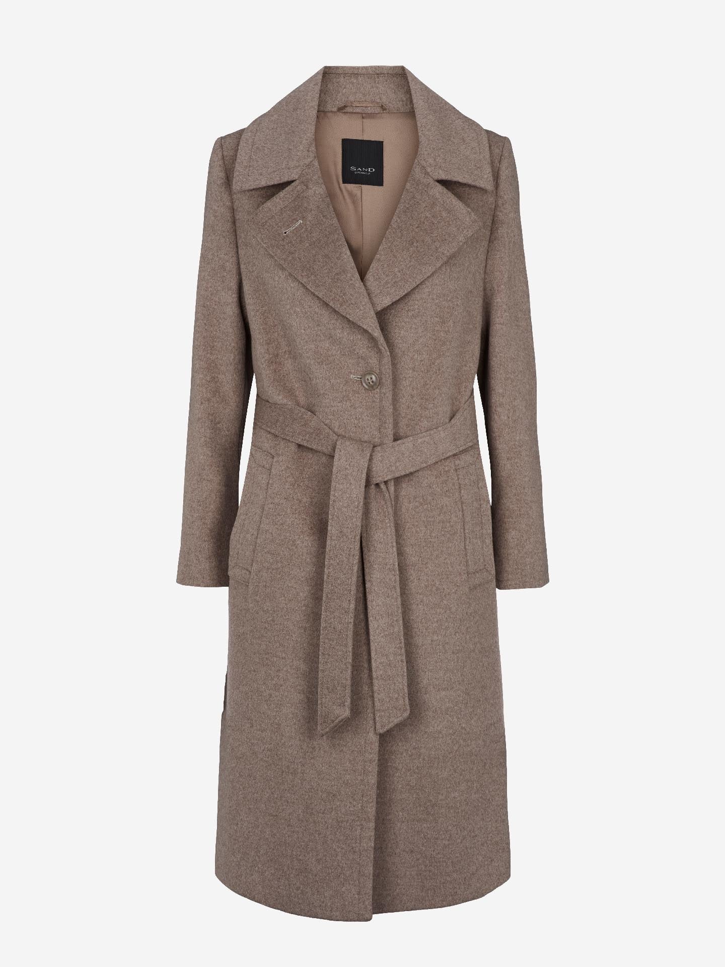 Cashmere Coat W Clareta Belt Midi - Light Camel