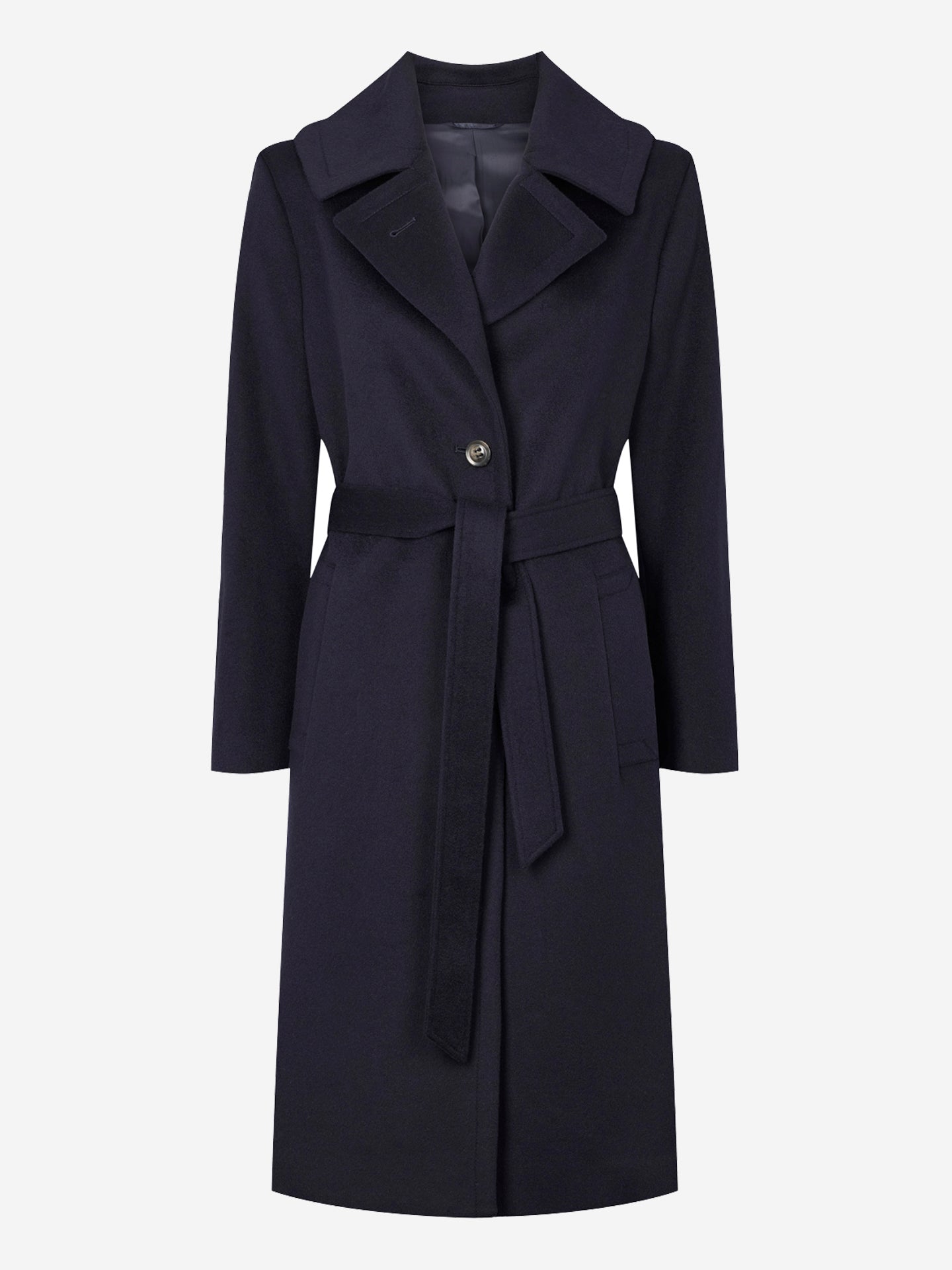 Cashmere Coat W Clareta Belt Midi - Medium Blue