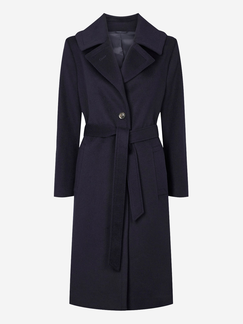 Cashmere Coat W Clareta Belt Midi - Medium Blue