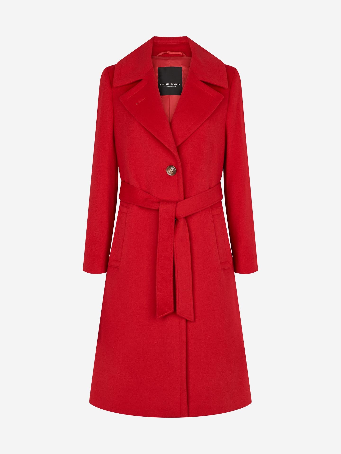 Cashmere Coat W Clareta Belt Midi - Medium Red