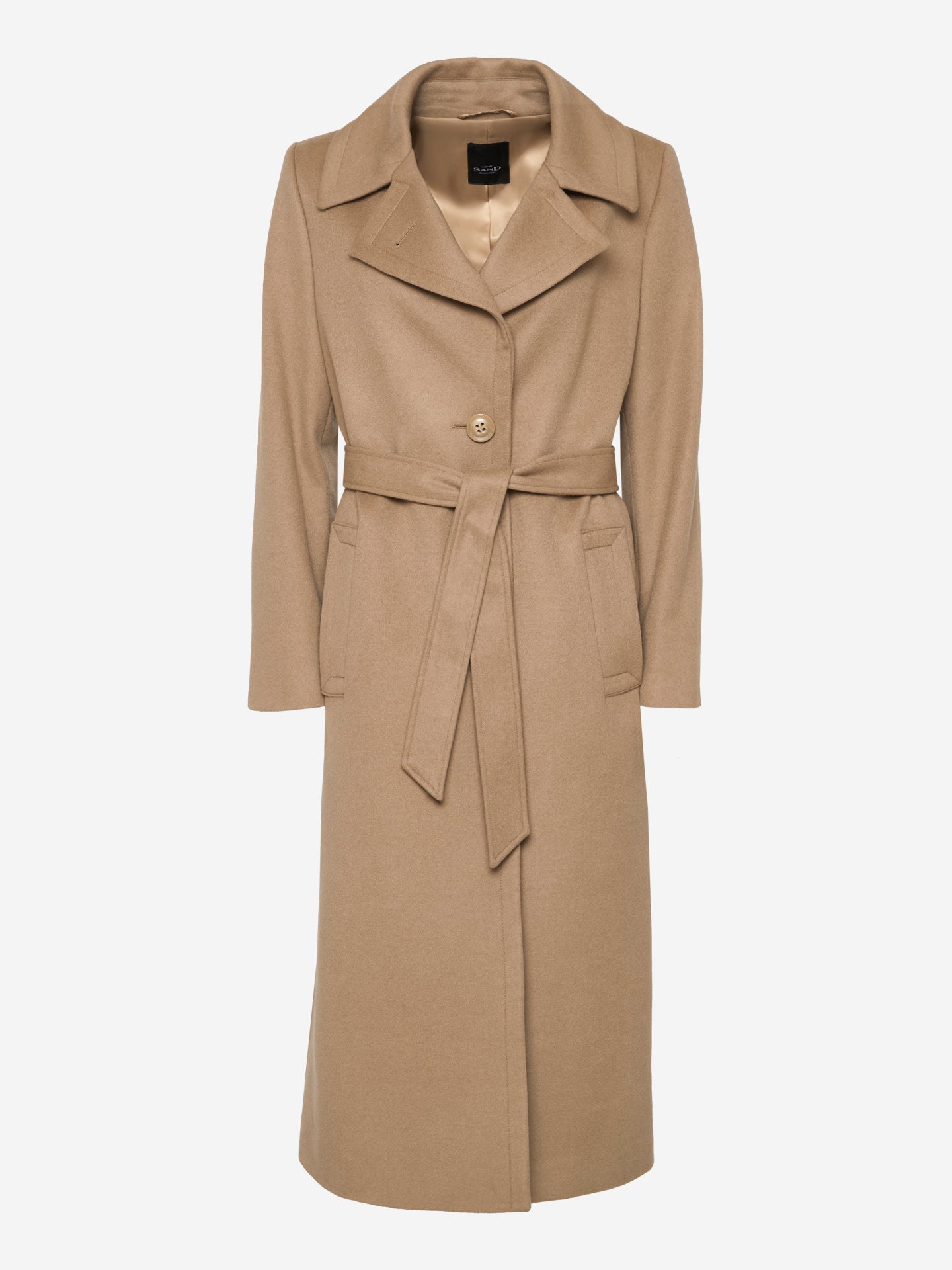 Cashmere Coat W Clareta Belt Long - Champagne Beige