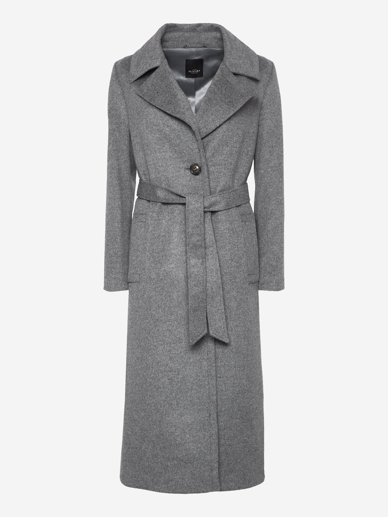 Cashmere Coat W Clareta Belt Long - Smoky Grey