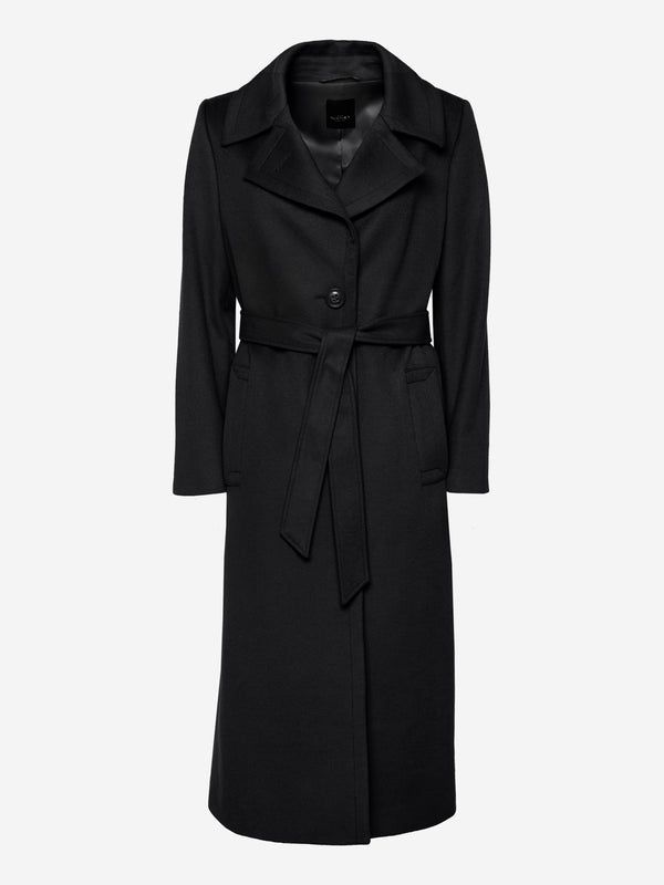 Cashmere Coat W Clareta Belt Long - Black