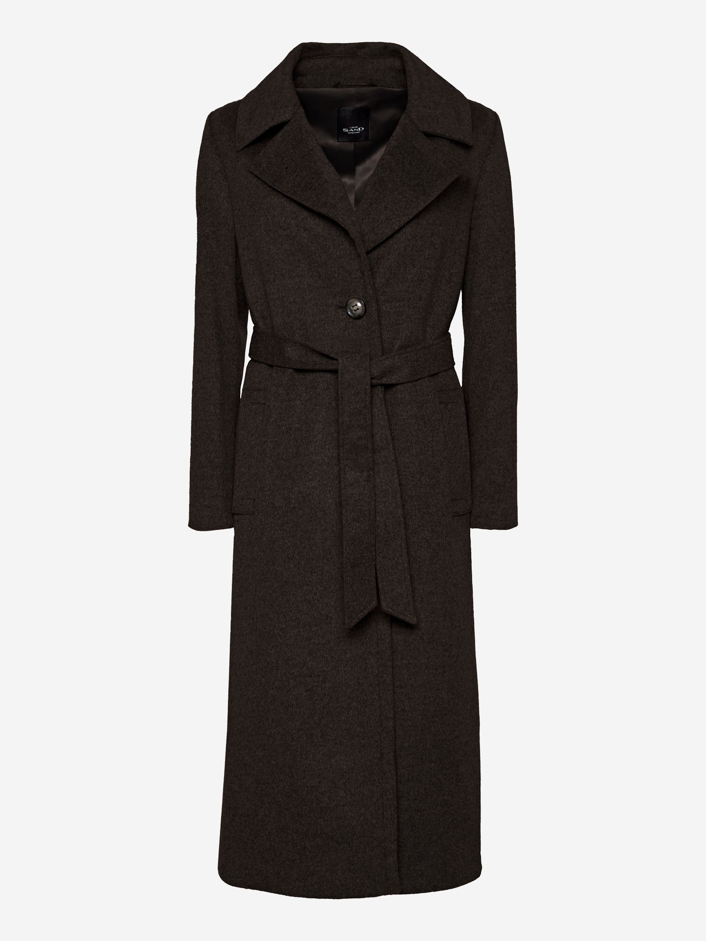 Cashmere Coat W Clareta Belt Long - Dark Brown