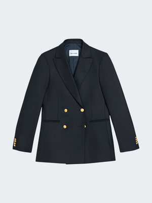 Cashmere wool flannel with stretch double-breasted blazer