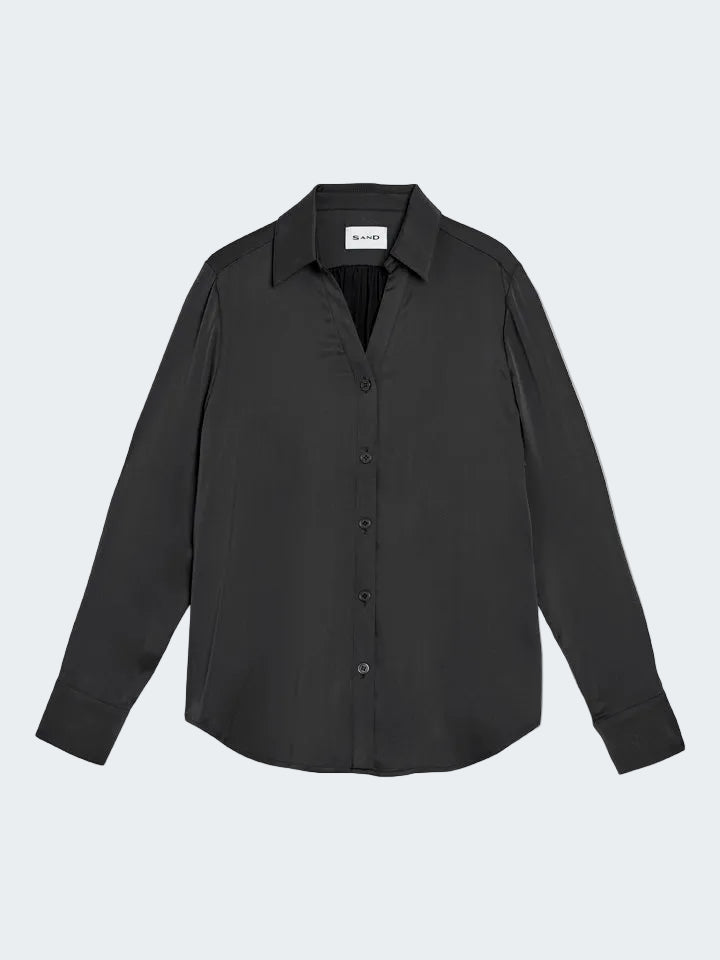 Open neck silk stretch shirt