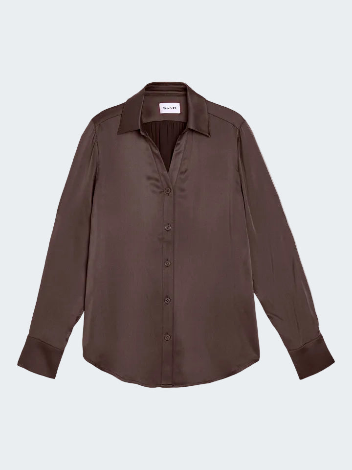 Open neck silk stretch shirt